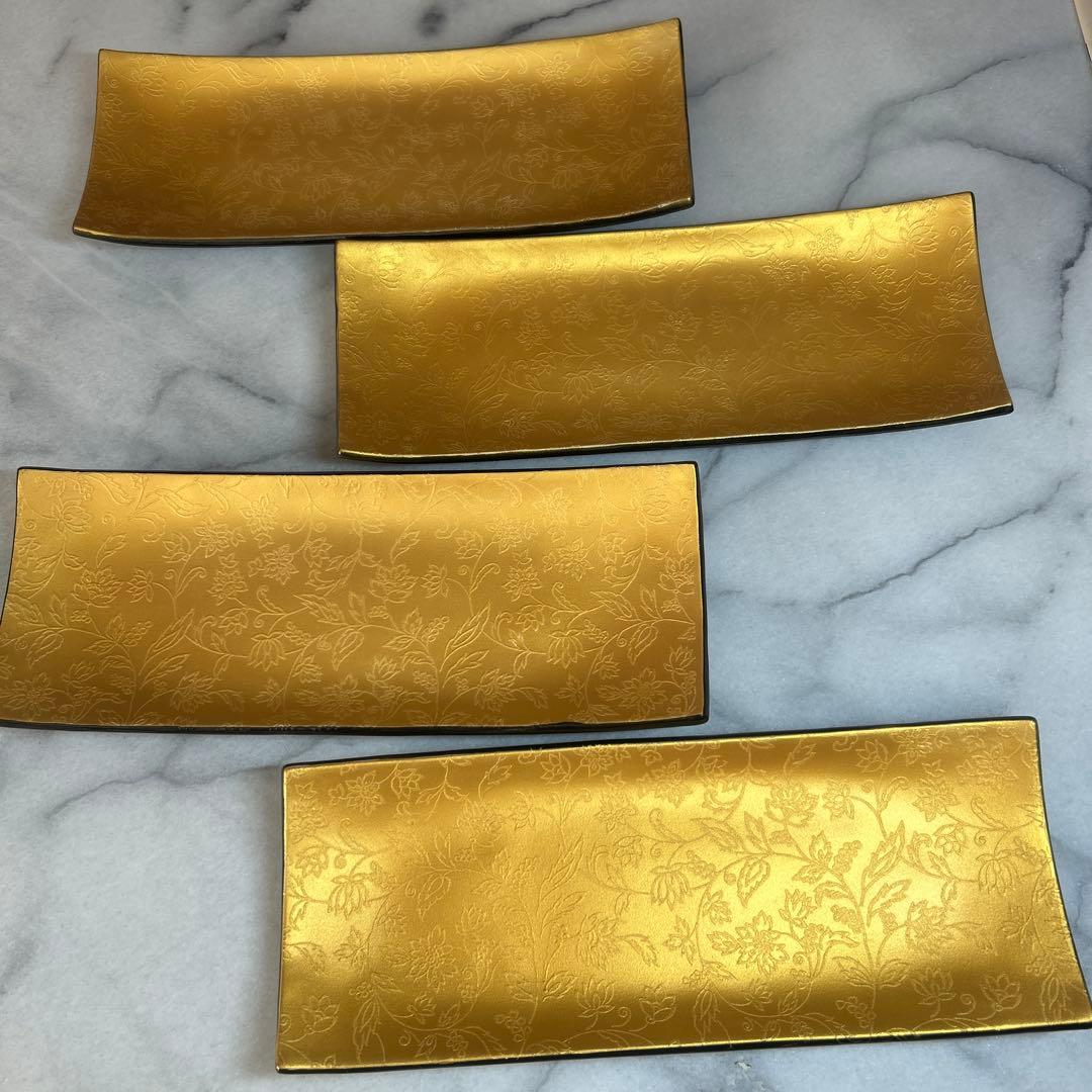 Ninja 29cmレクタングルトレー　ゴールド　長角皿 4枚　シック