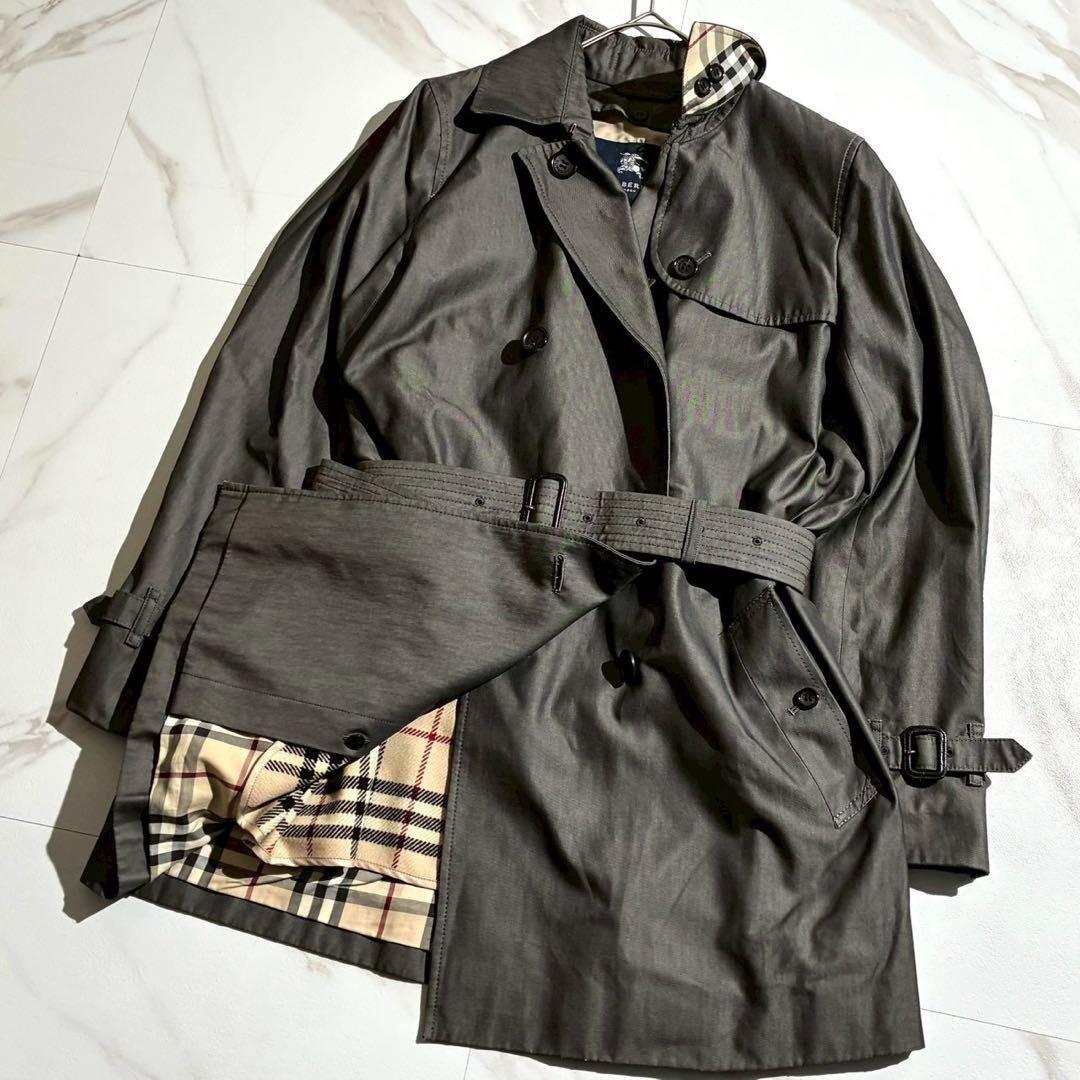 バーバリーロンドン トレンチコート ノバチェック ライナー Aライン グレー