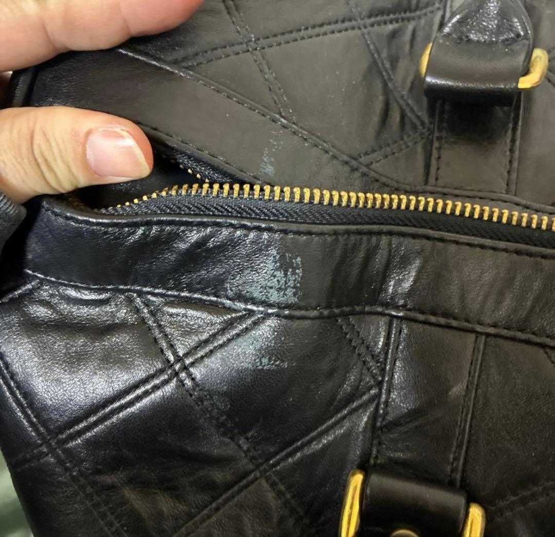 T*K様 CHANEL ヴィンテージ 黒 キルティング ロゴ レザー ボストンバ