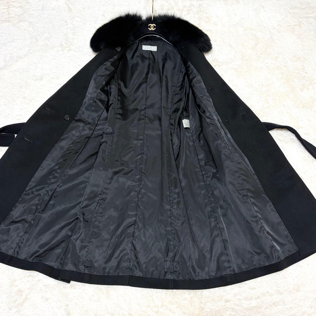 バーニーズニューヨーク フォックスファー カシミヤ100% ダブルコート ベルト