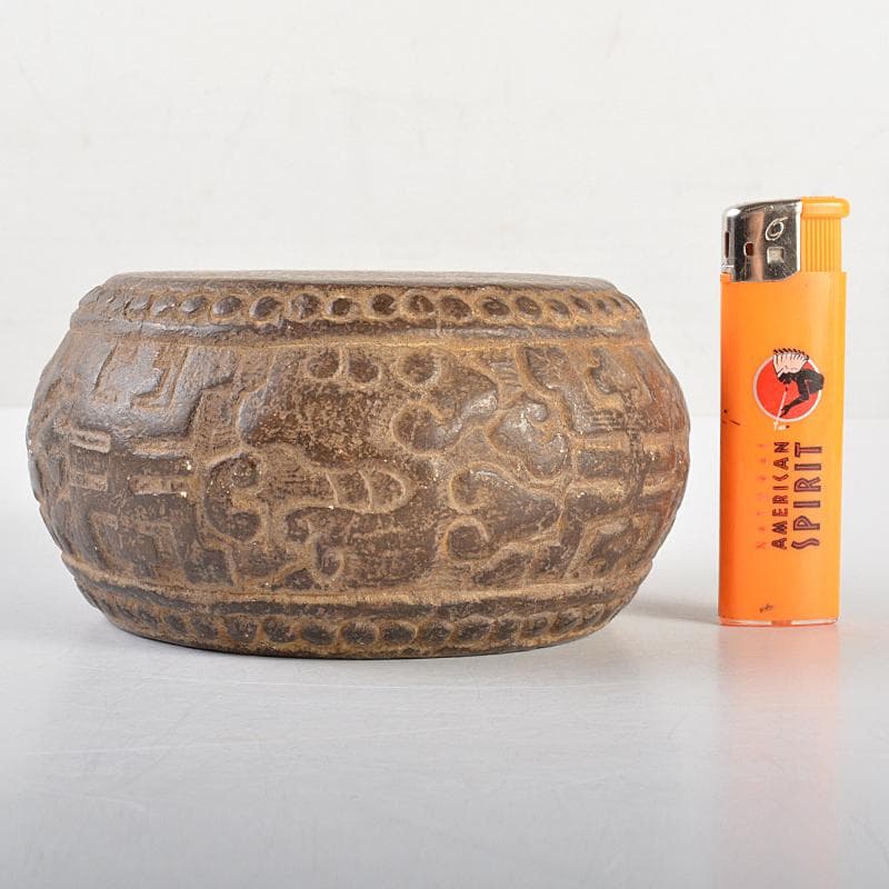 中国　書道具　太鼓形硯　端渓硯　M　R7350