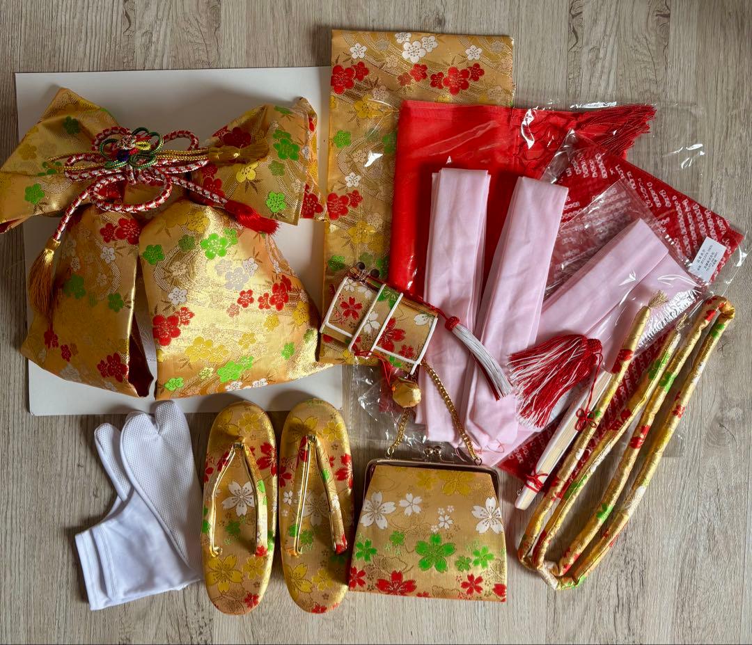 七五三用着物 花柄　ピンク　紫