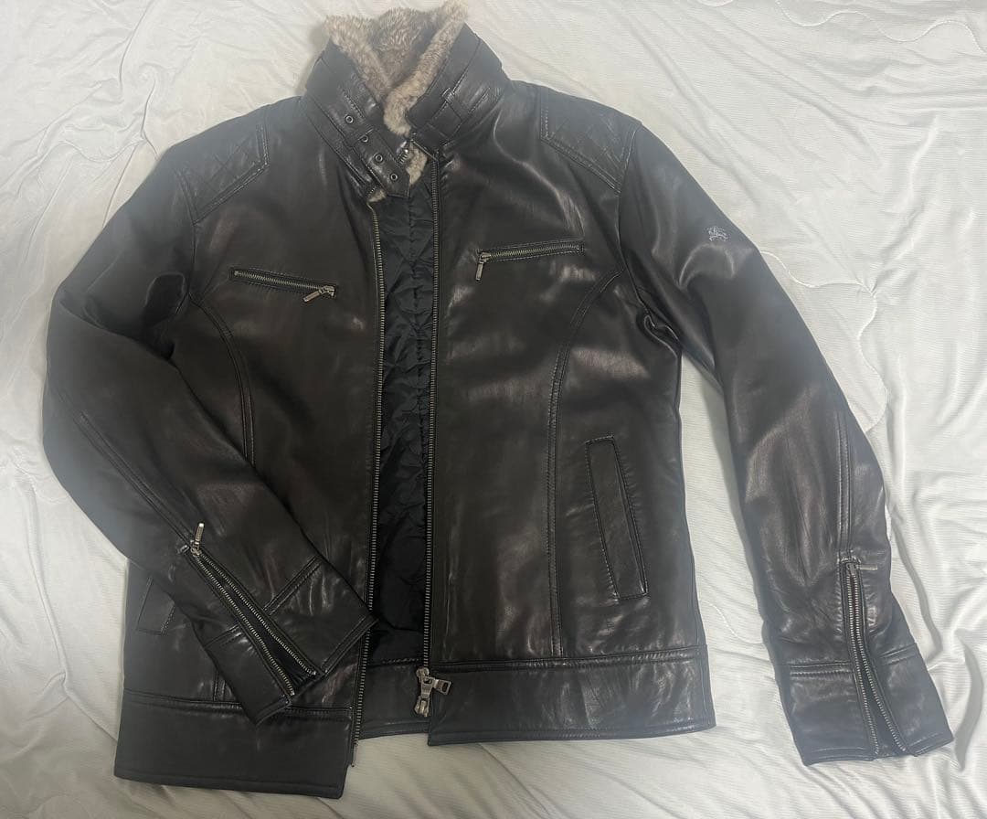 バーバリーブラックレーベル　ラムレザーライダースジャケット　ブルゾン