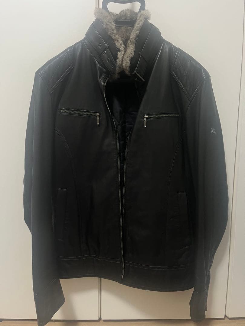 バーバリーブラックレーベル　ラムレザーライダースジャケット　ブルゾン