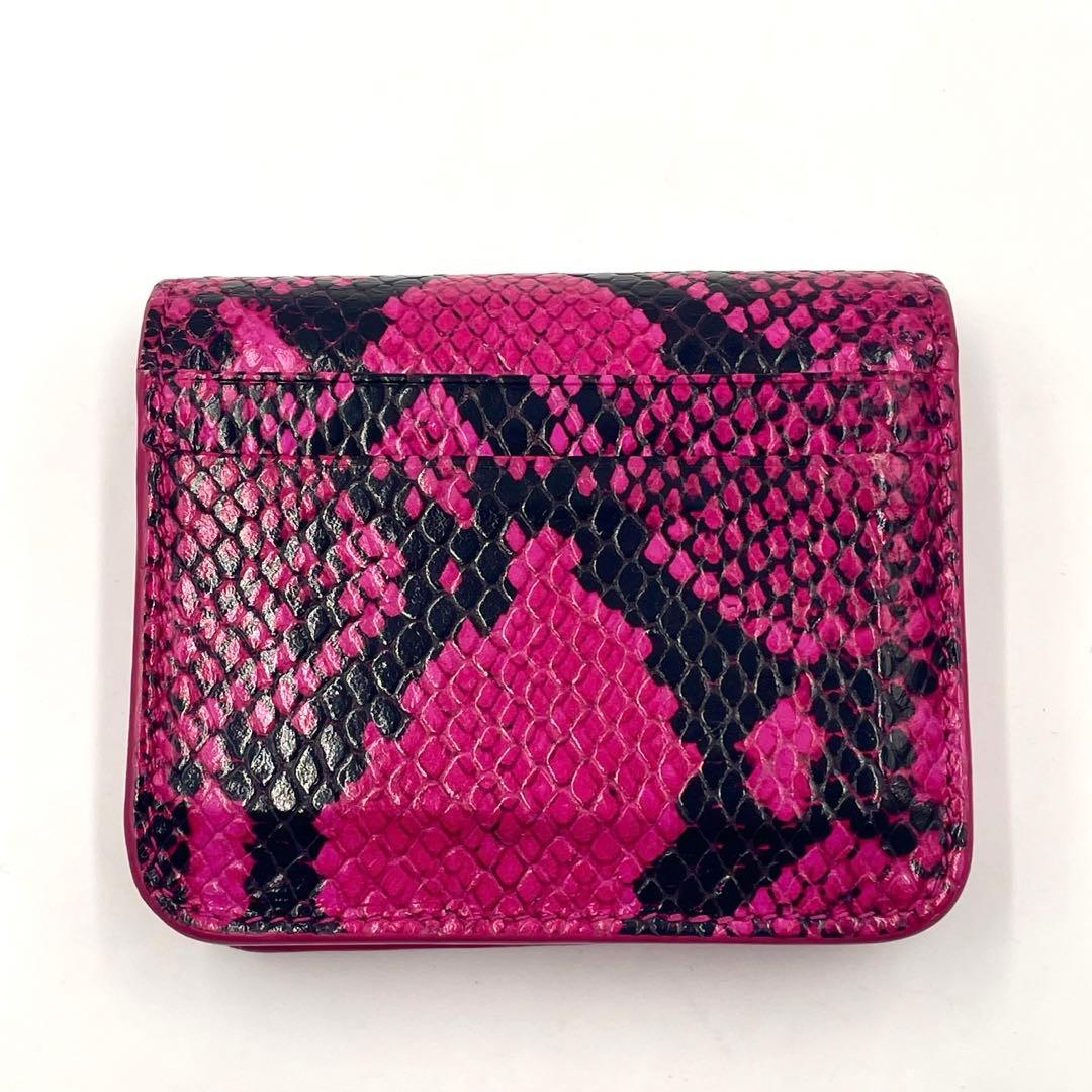 バレンシアガ　三つ折り財布　エブリデイ　パイソン型押し　レザー　ピンク　箱付き