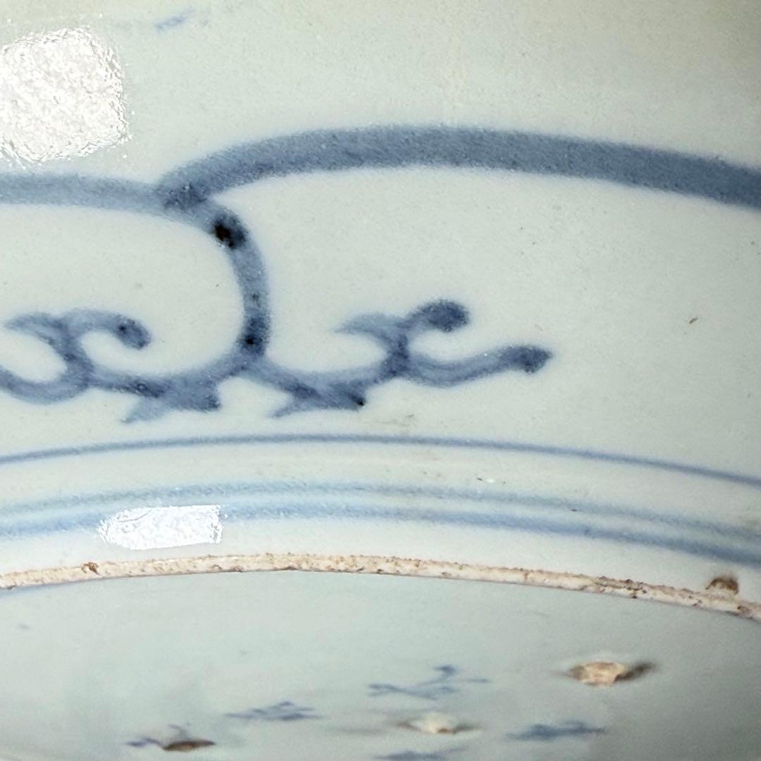 古伊万里　染付竹林蛸唐草文七寸皿　六枚　大明成化年製　名品　江戸中期　古美術