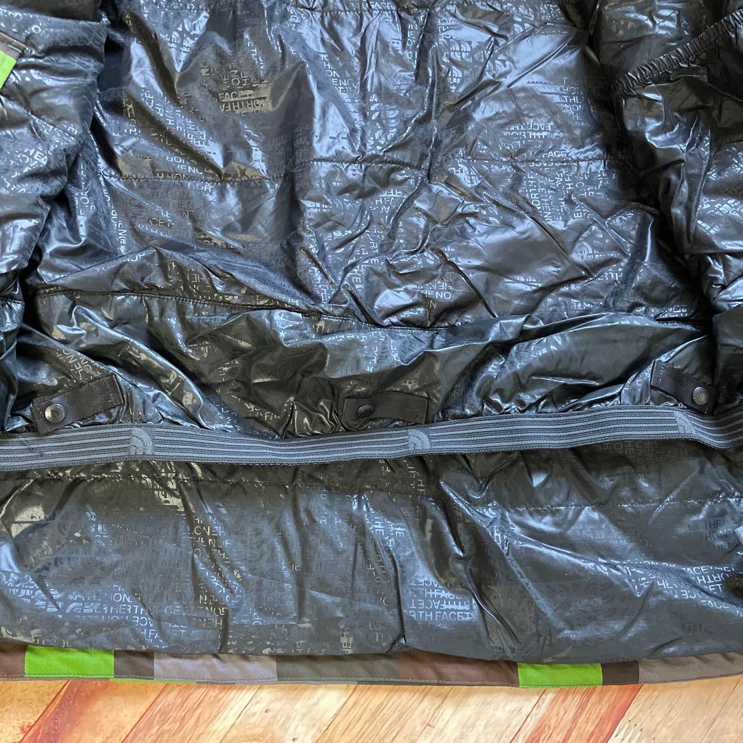 ノースフェイス スノーウェア ジャケットグリーン×ブラウン 裏地総柄 Lサイズ