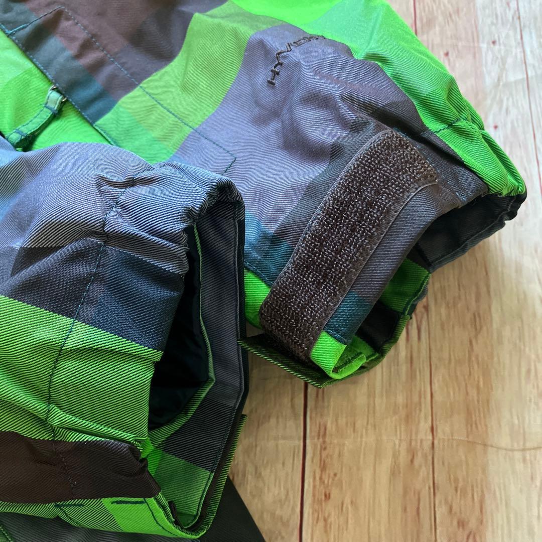 ノースフェイス スノーウェア ジャケットグリーン×ブラウン 裏地総柄 Lサイズ