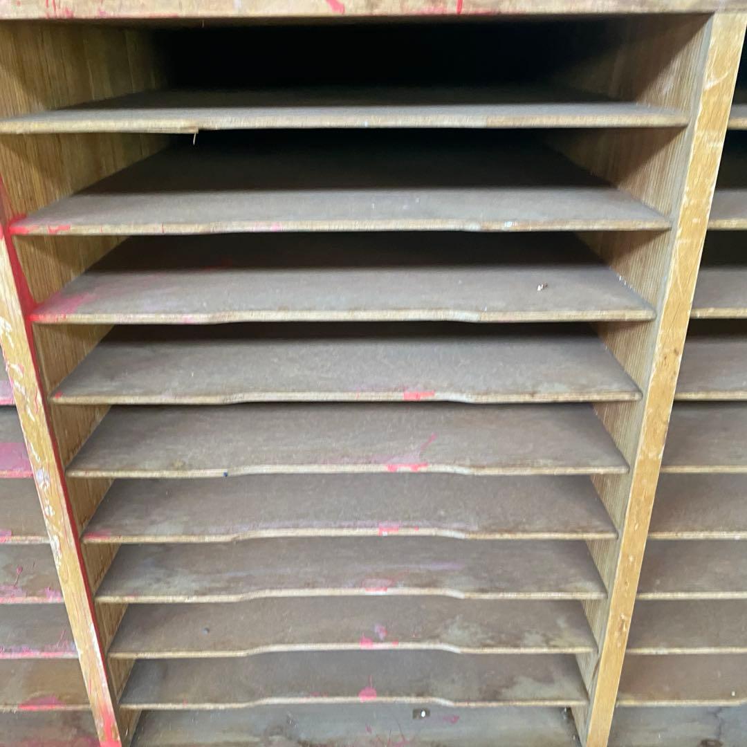 昭和レトロ　絵画棚　木製ラック　126×60×66cm 大型　美術室　学校