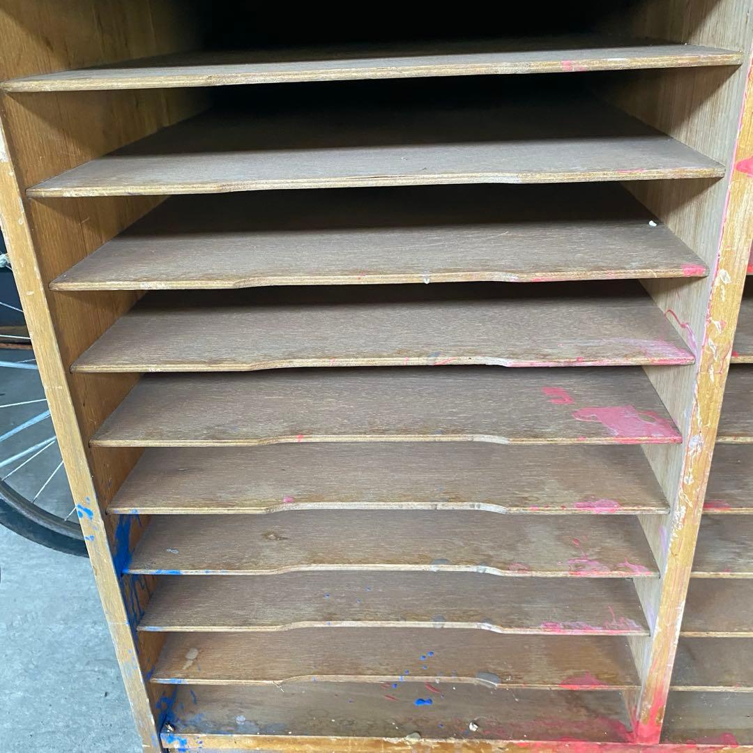 昭和レトロ　絵画棚　木製ラック　126×60×66cm 大型　美術室　学校