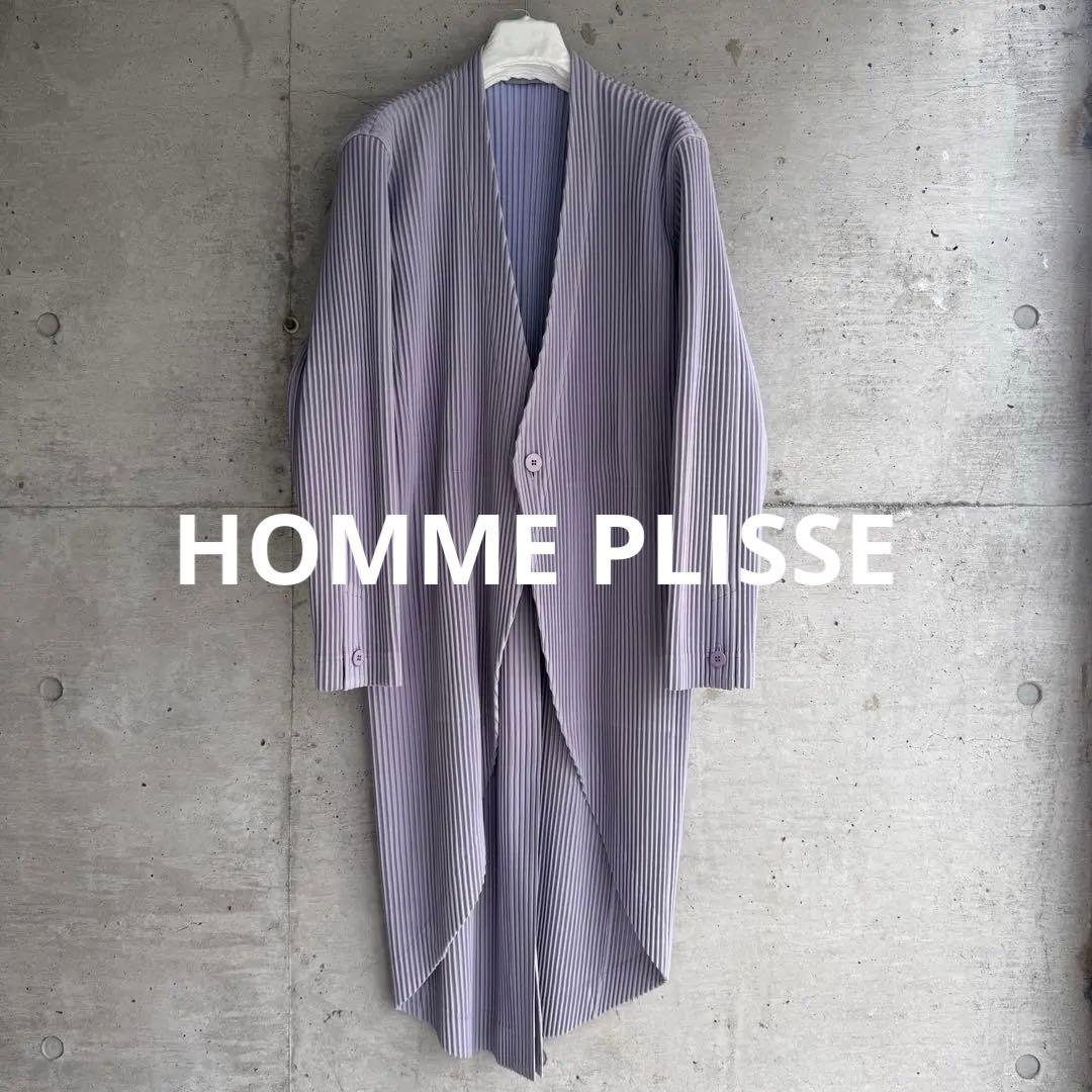 新品 HOMME PLISSE プリーツ テーラード 燕尾 ロングコート 3