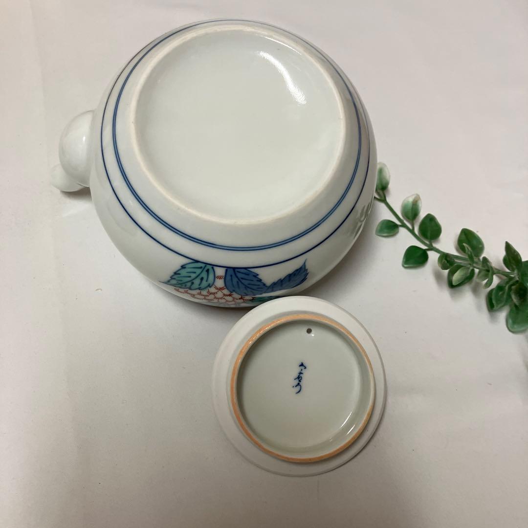 色鍋島焼　人間国宝十二代　今泉今右衛門窯　錦藤袴絵茶器セット急須湯呑5客　有田焼