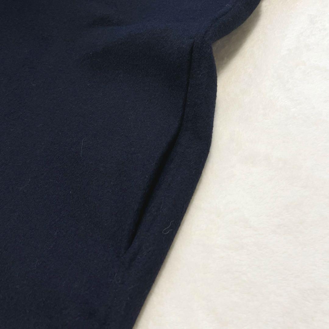 美品　ENFOLD エンフォルド　ウールリバーノーカラーコート　36 ネイビー