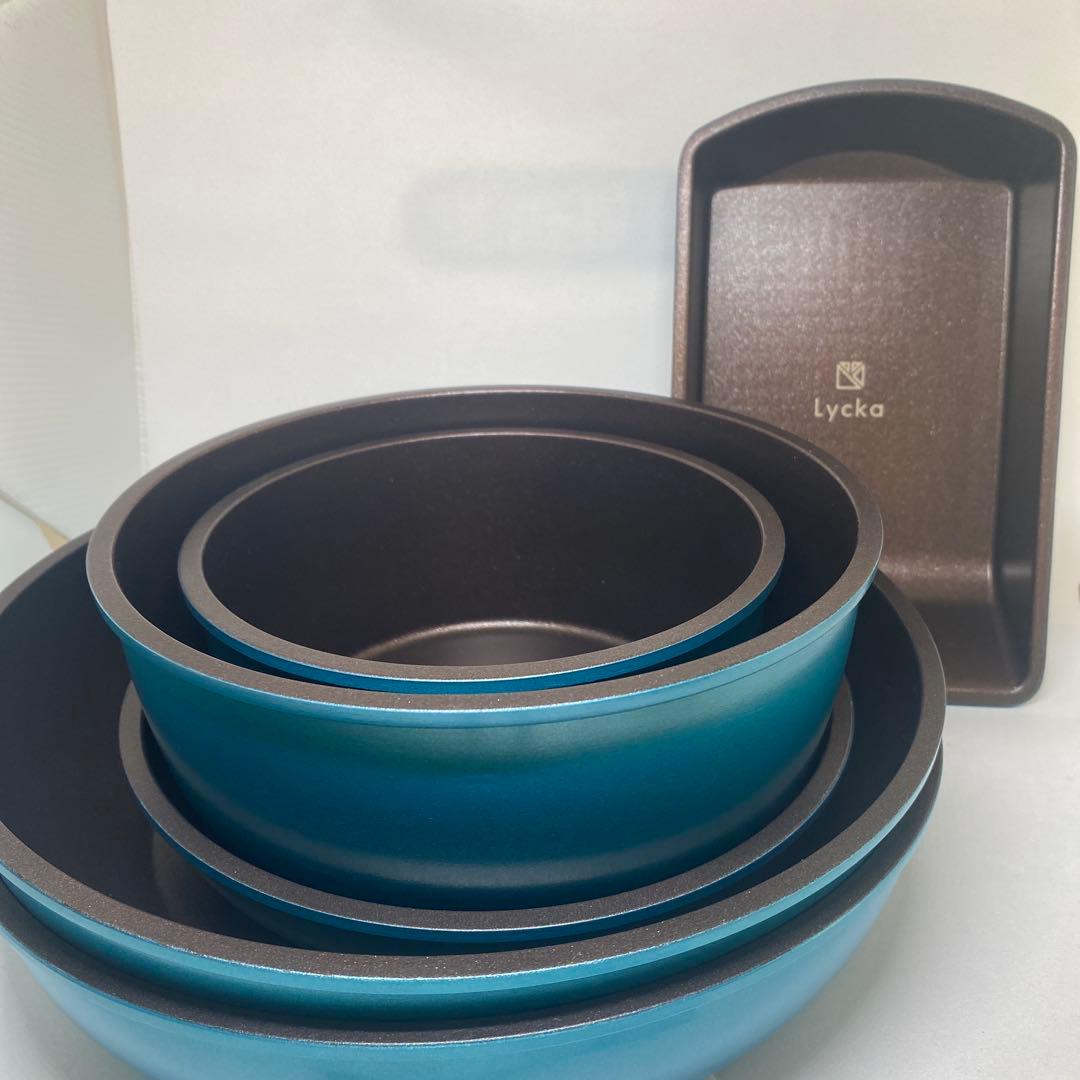 Lycka フライパンセット ターコイズAセット13点