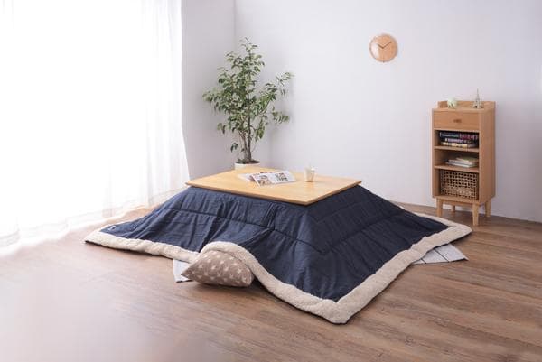 おしゃれ ふかふか かわいい 長方形 ポケット付 こたつ布団 ネイビー