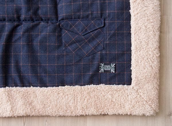 おしゃれ ふかふか かわいい 長方形 ポケット付 こたつ布団 ネイビー