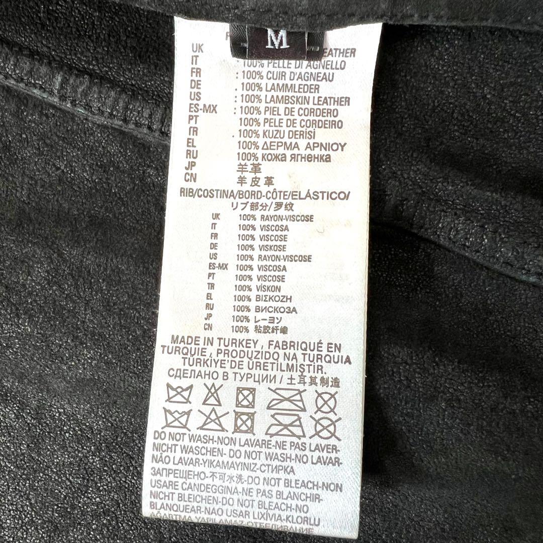 良品 DIESEL ラムレザー ボンバー ジャケット M リブ ダメージ加工