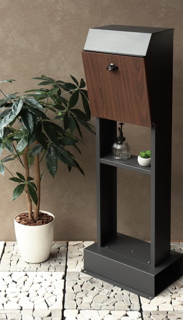 MJ PT FIO　スタンドポスト　郵便ポスト　グレー