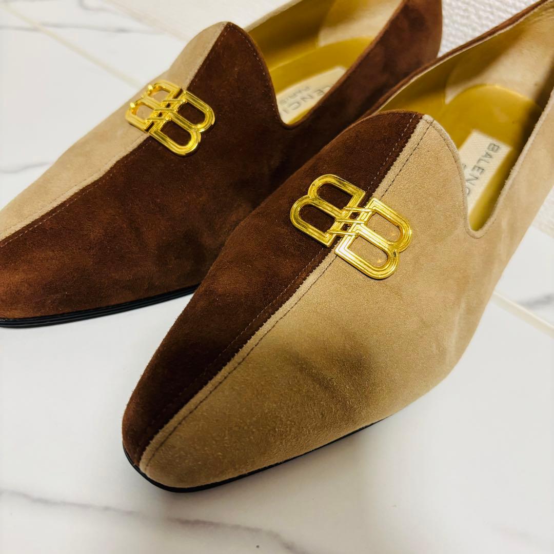 希少 ヴィンテージ バレンシアガ スエード ハイヒール パンプス BBロゴ