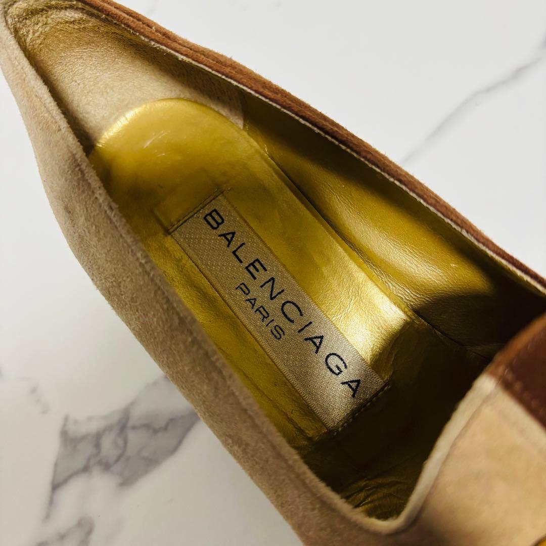 希少 ヴィンテージ バレンシアガ スエード ハイヒール パンプス BBロゴ