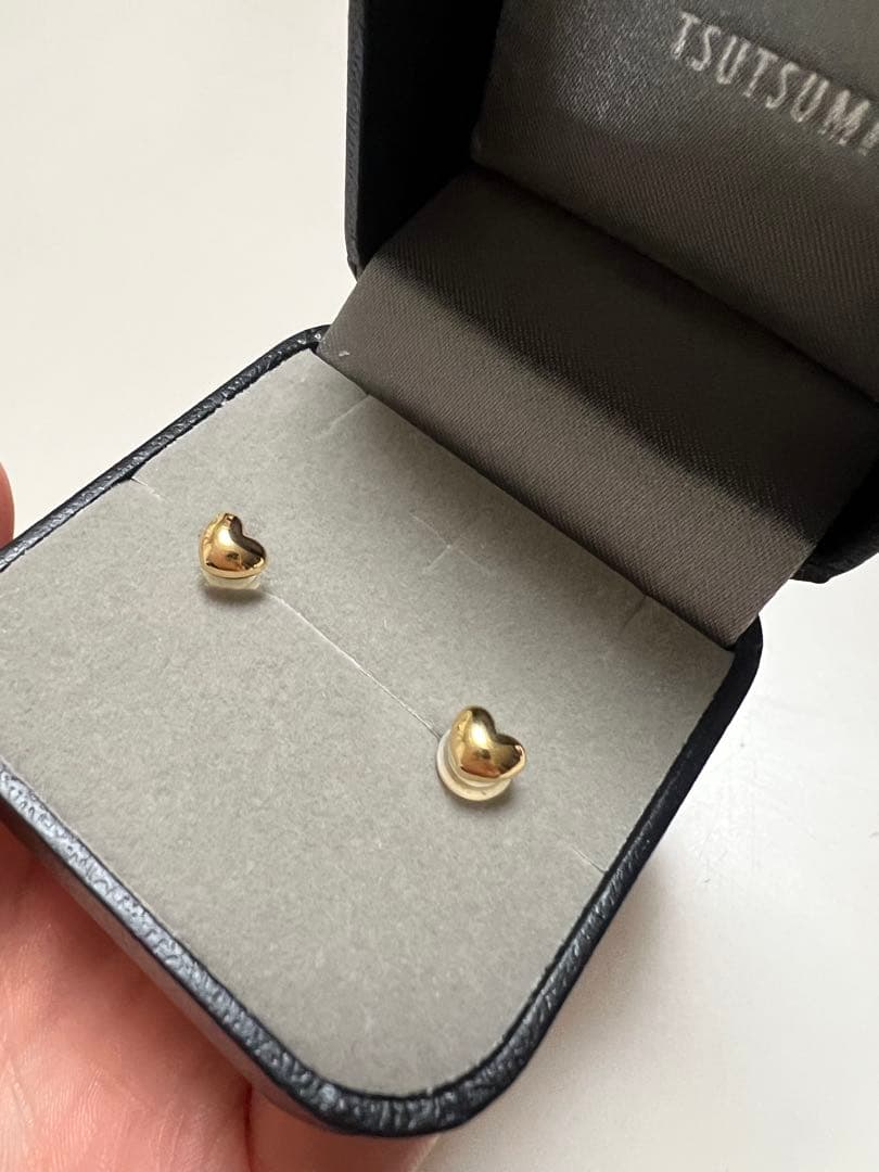 【美品】ツツミ 18K イエローゴールド ハートのピアス