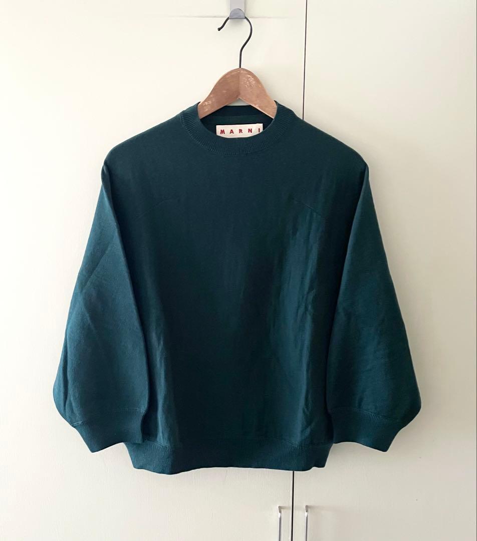 MARNI グリーン カッティングデザインニット