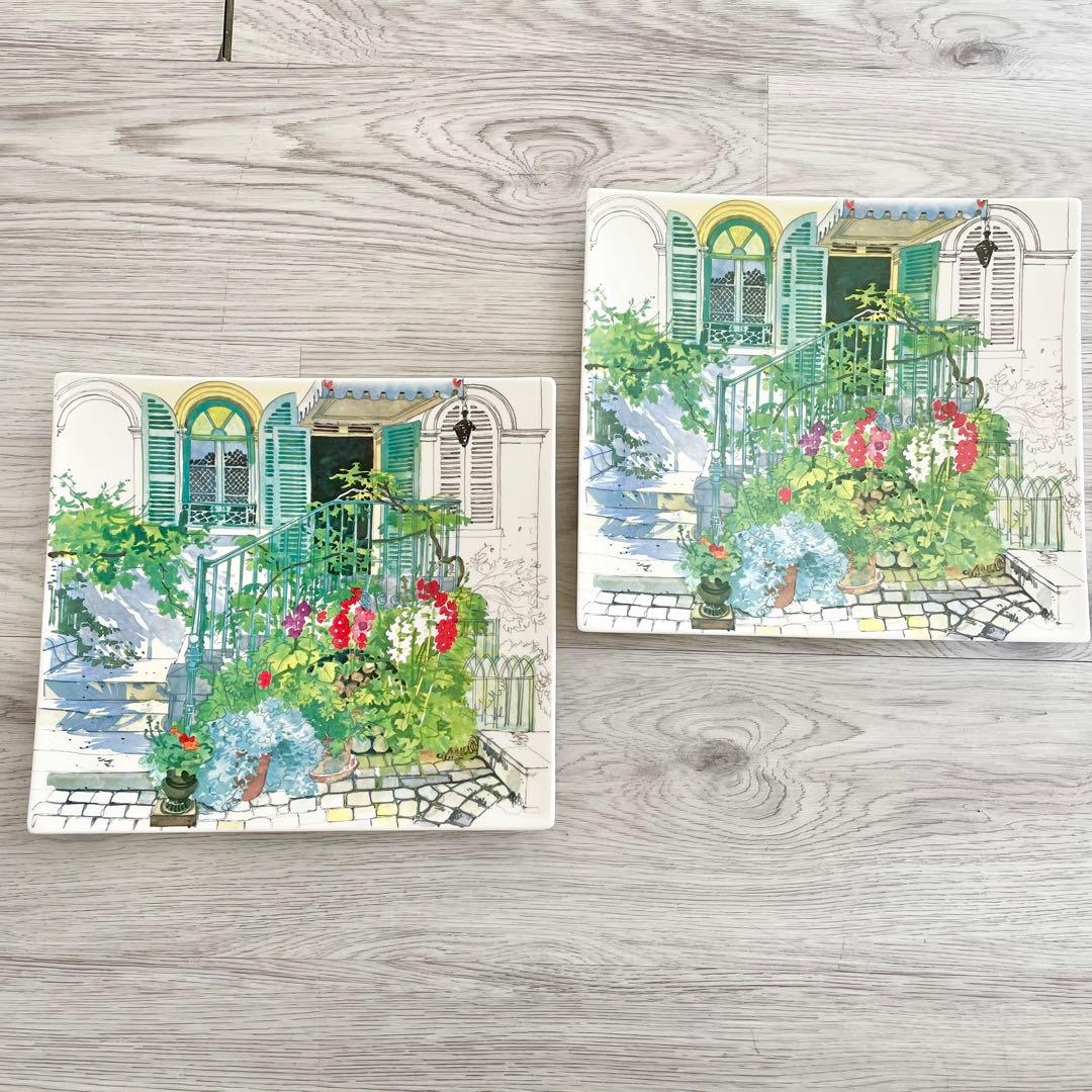 ジアン　ミルフルール　角皿　2枚セット　陶器　食器