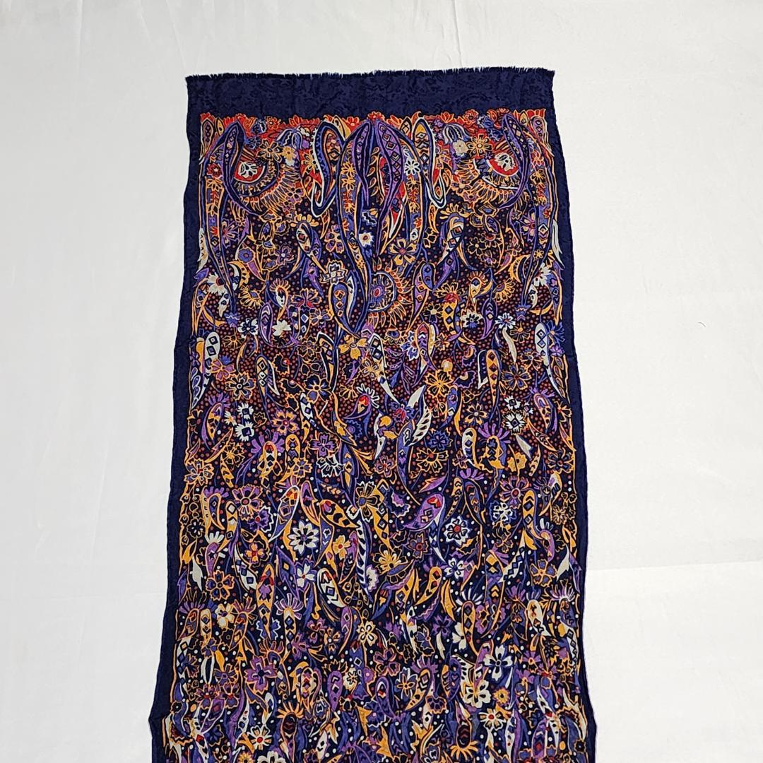 ★Dior★ ディオール ストール ペイズリー柄 シルク ネイビー