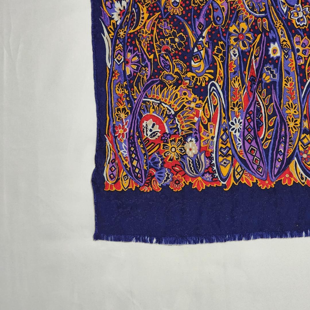 ★Dior★ ディオール ストール ペイズリー柄 シルク ネイビー