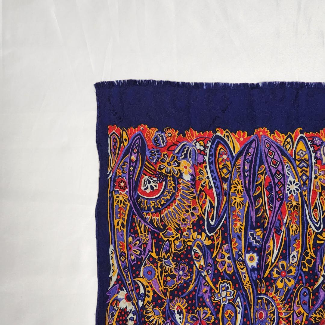 ★Dior★ ディオール ストール ペイズリー柄 シルク ネイビー