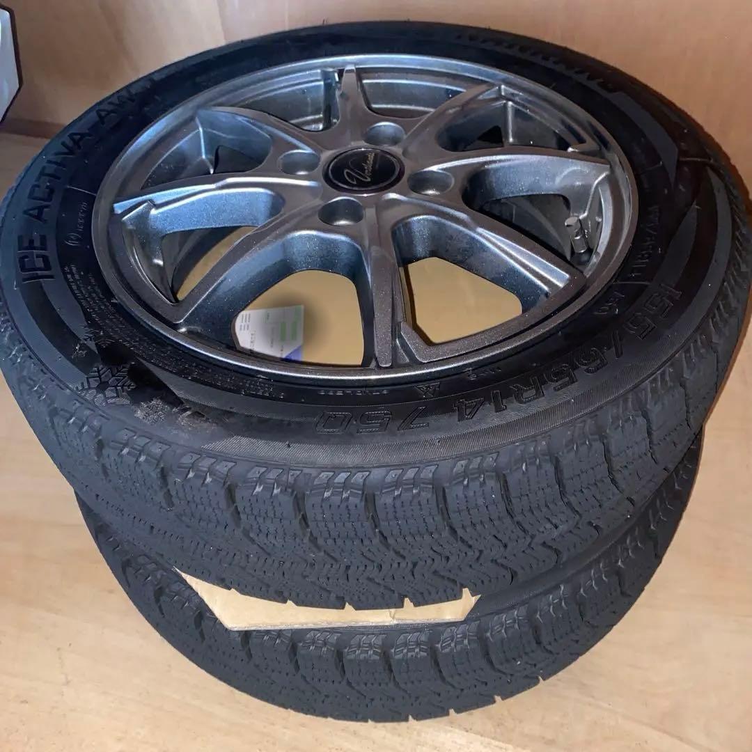スタッドレスホイール付き4本★155/65R14 75Q★直接引取り可能な方限定