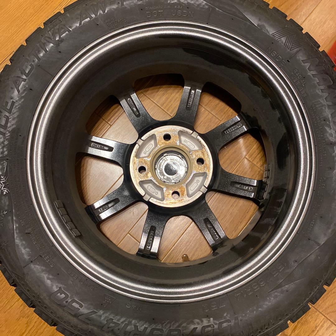 スタッドレスホイール付き4本★155/65R14 75Q★直接引取り可能な方限定