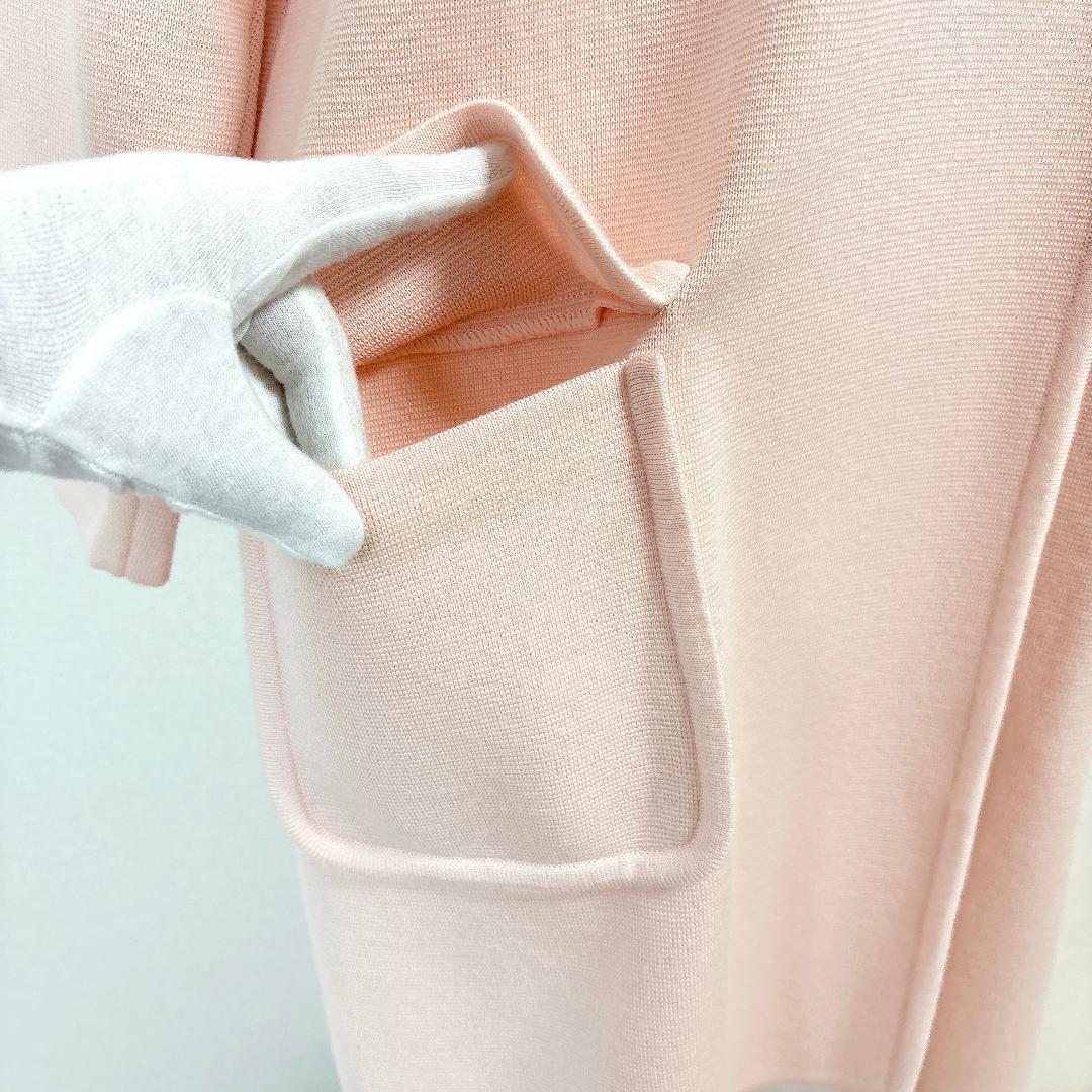 【美品】 FOXEY ロングコート ニット ダブル 42 薄ピンク 無地