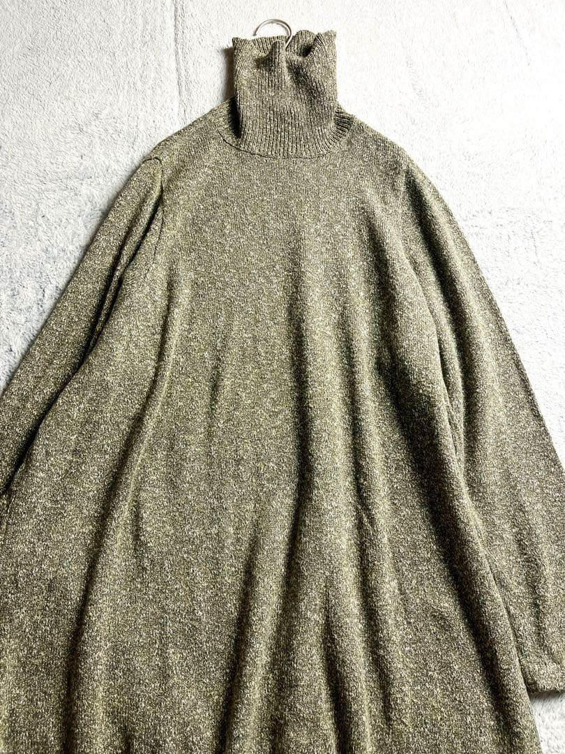美品【45R】45rpm コットン混 杢杢ニットソーのチュニック ハイネック 0
