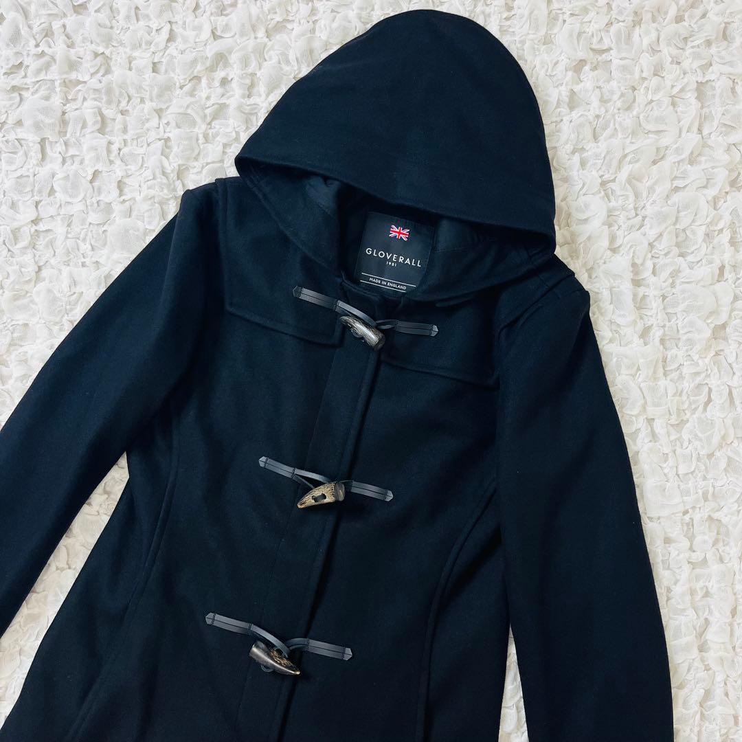 英国製GloverallグローバーオールダッフルコートSTR01黒カシミヤ混XS