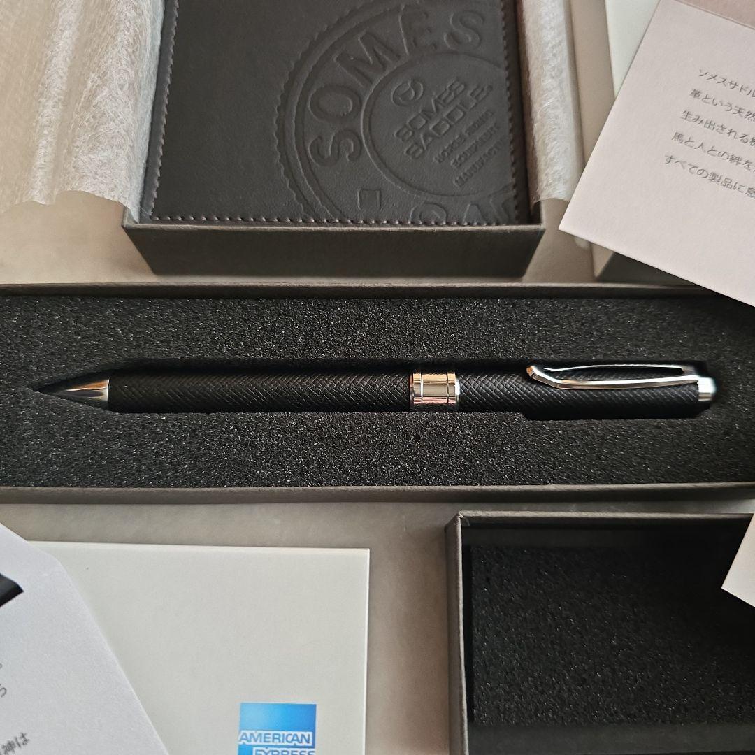 AMEXプラチナ未使用ソメスサドルボールペン&メモパッド超美品