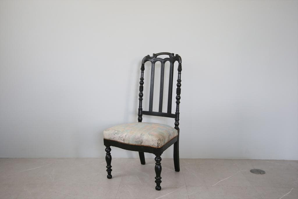 フランスアンティーク木製ナポレオンチェア/黒色ダイニングイス椅子(90-191)