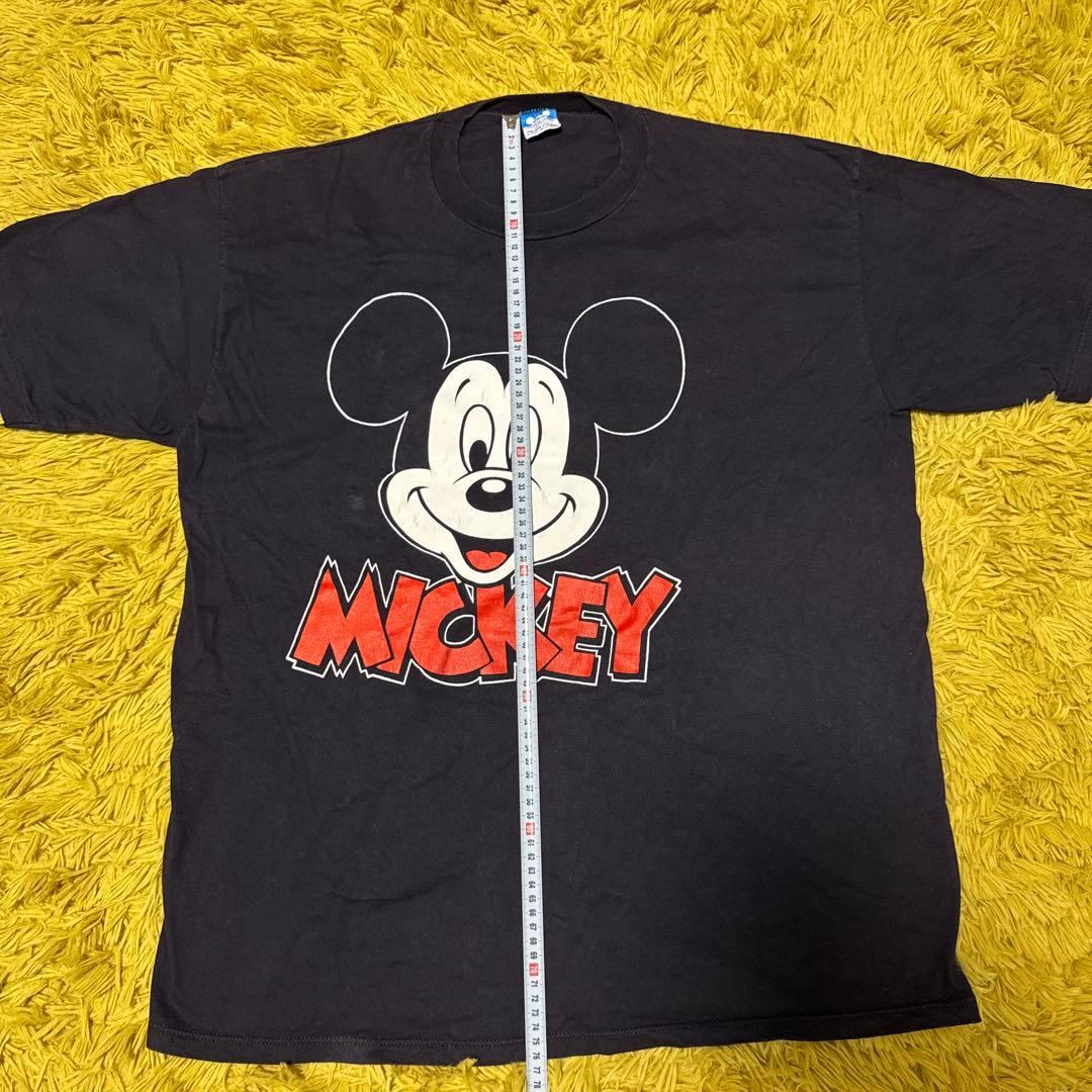 棚*K様 80sヴィンテージミッキーマウスフェイスTシャツ黒XLフェードdisn