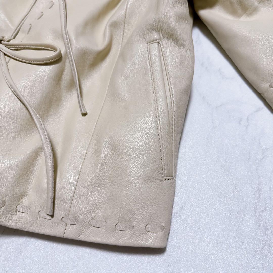 BALMAIN ラムレザー　ジャケット　アイボリー