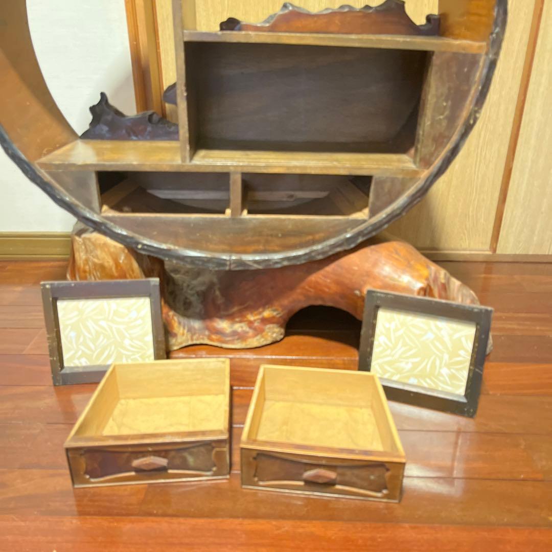 アンティーク　昭和　丸型茶棚(茶箪笥、飾り棚、違い棚)