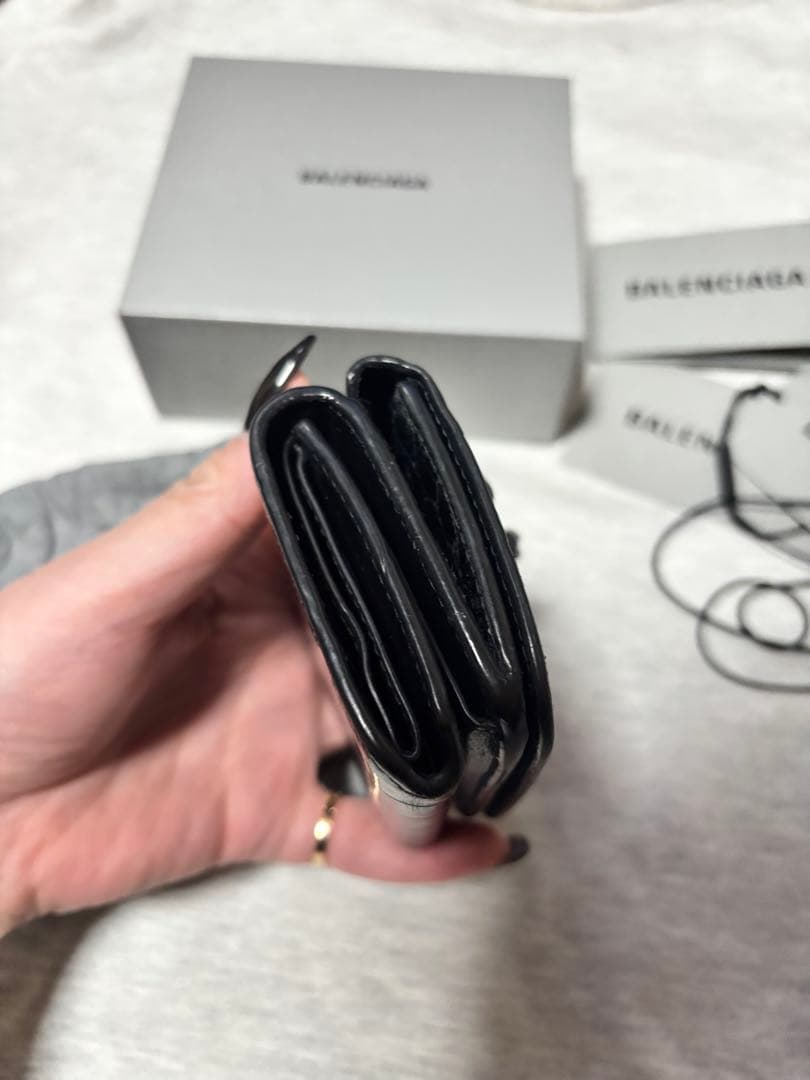 BALENCIAGA 三つ折り財布 ブラック　クロコ　レザー
