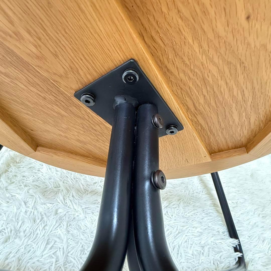 値下げ！美品 コーヒーテーブル 円形 木製 スチール 下段丸棚付き ローテーブル