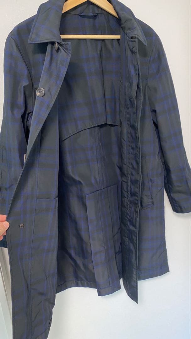 ダンヒル LONDON イタリア製 チェック柄ステンカラーコート XSS