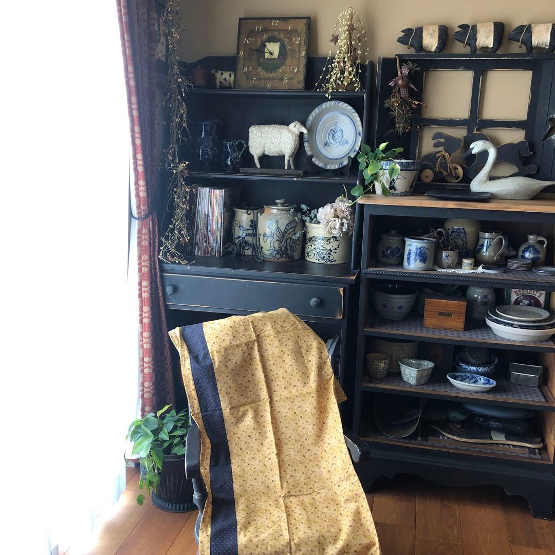 アメリカ　カーテン　2枚組　タッセル2本付き