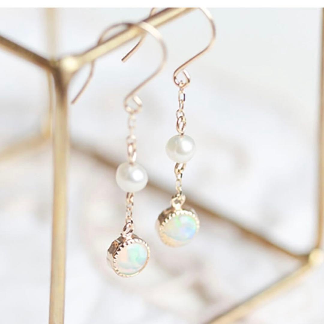 キュイキュイ cuicui オパール パール k10 フック ピアス 現行品