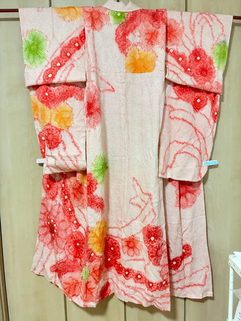 ふんわり優しい♡正絹・総絞りピンク着物セット（七五三・アンティーク）