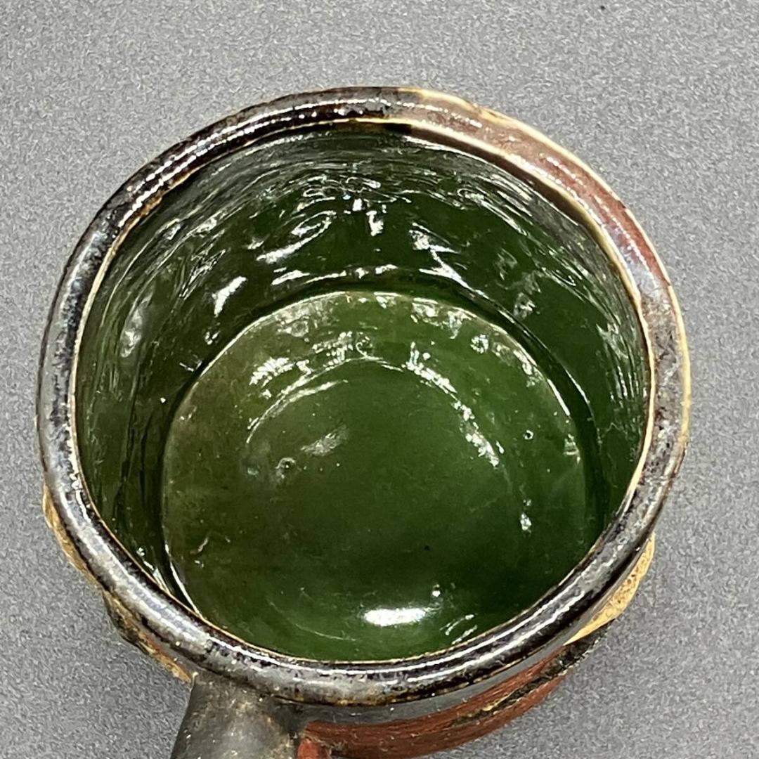 明治期　里帰り　隅田焼　龍図浮彫　マグカップ　井上 良斎　印銘　※訳あり