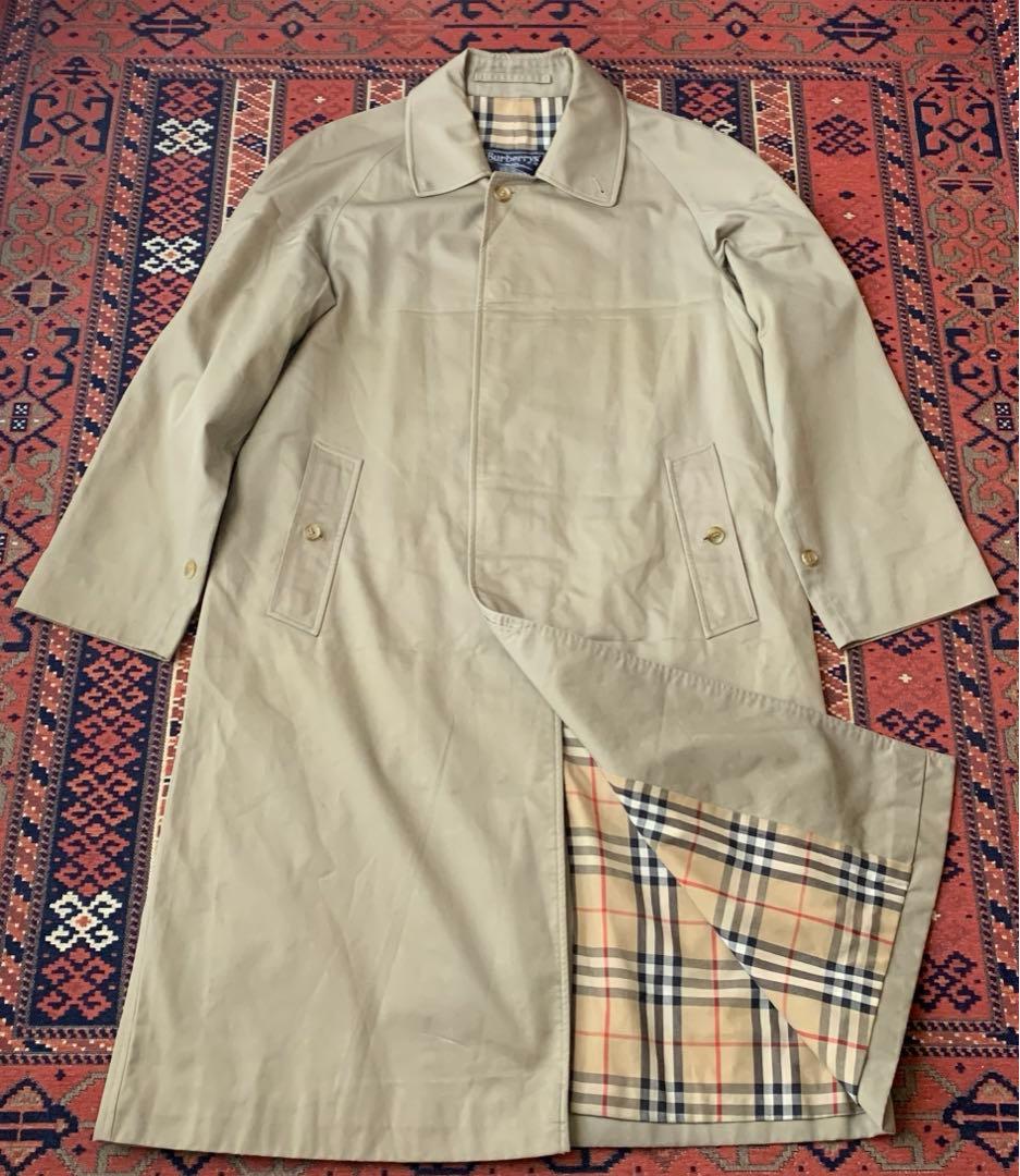 英国製 80s〜 バーバリー ステンカラーコート コットン ノバチェック メンズ
