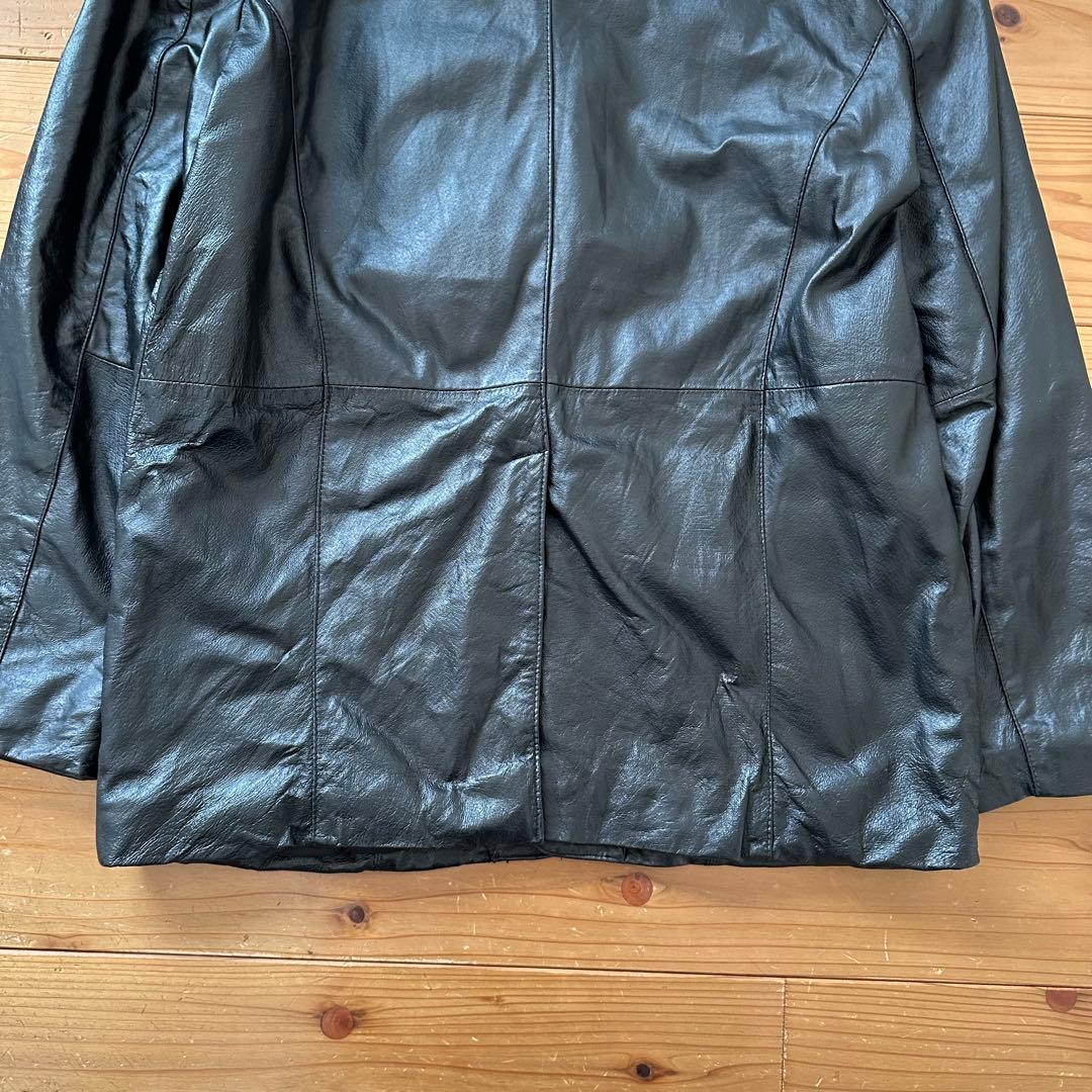 希少 90s~00s 2トーン 切り替え レザー スポーツジャケット カーコート