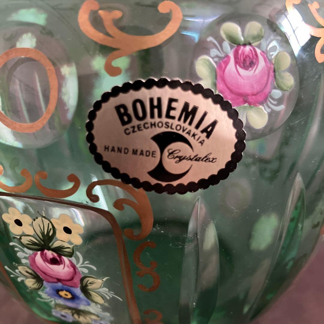 エナメル彩 ボヘミアガラス花瓶21cm29176